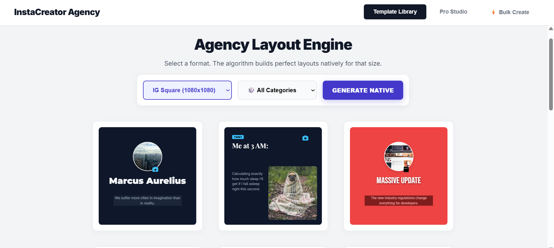 InstaCreator Agency Home